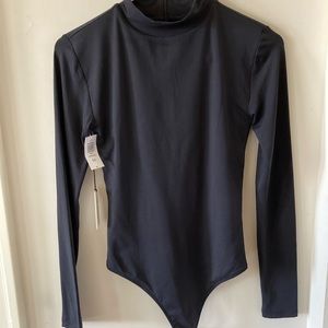 Aritzia Babaton mock-neck thong long sleeve black body suit - size small